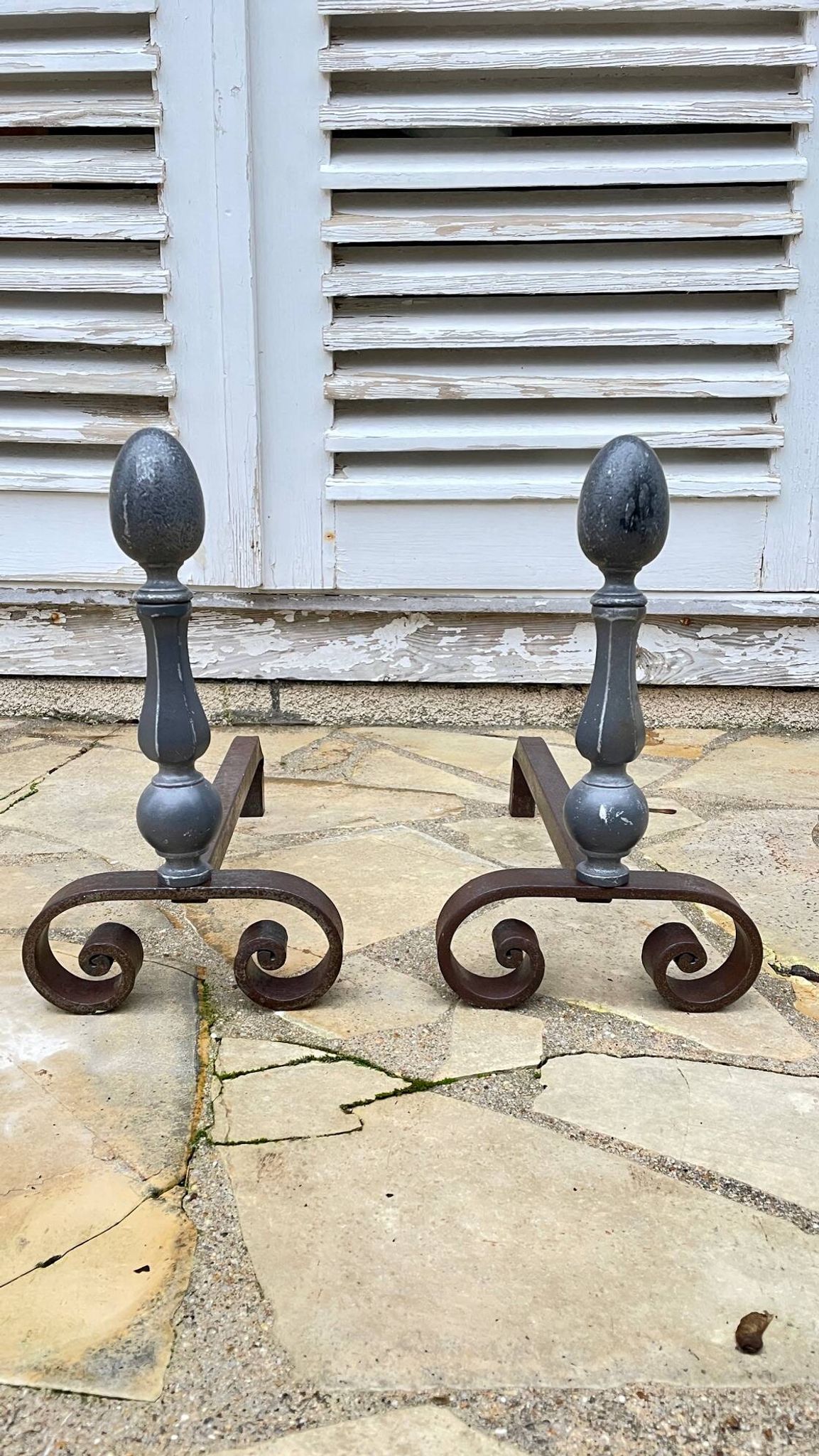 Paire de CHENETS Géométriques VINTAGE