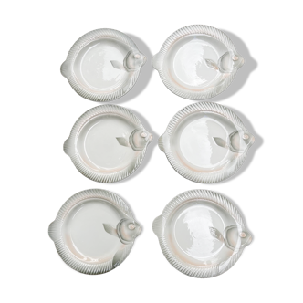 6 assiettes plates en forme de poisson, Digoin Sarreguemines