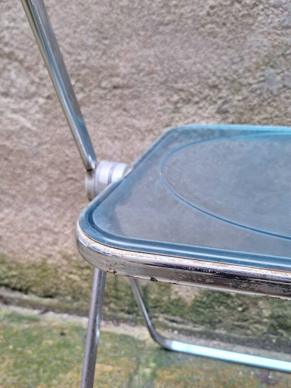 Chaise Plia en plexi bleu par Giancarlo Piretti pour Castelli