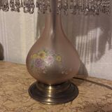 Vintage lamp from the 50s/70s in pink glass with pendants.