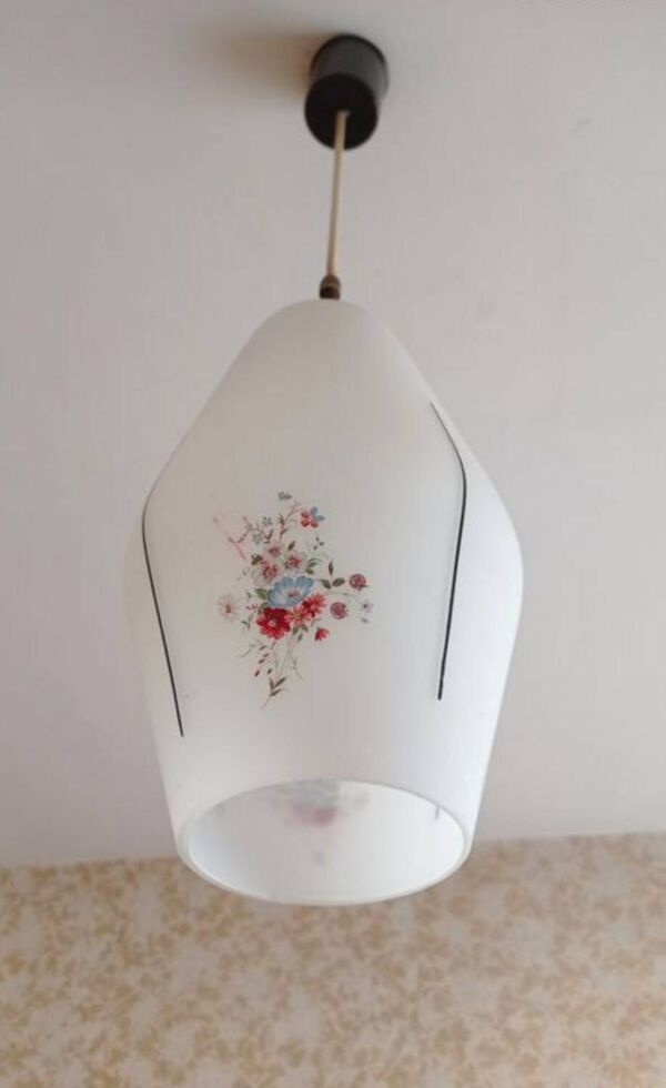 Luminaire vintage opaline suspension années 60/70