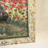 1930 painting "poppies" wooden frame with glass