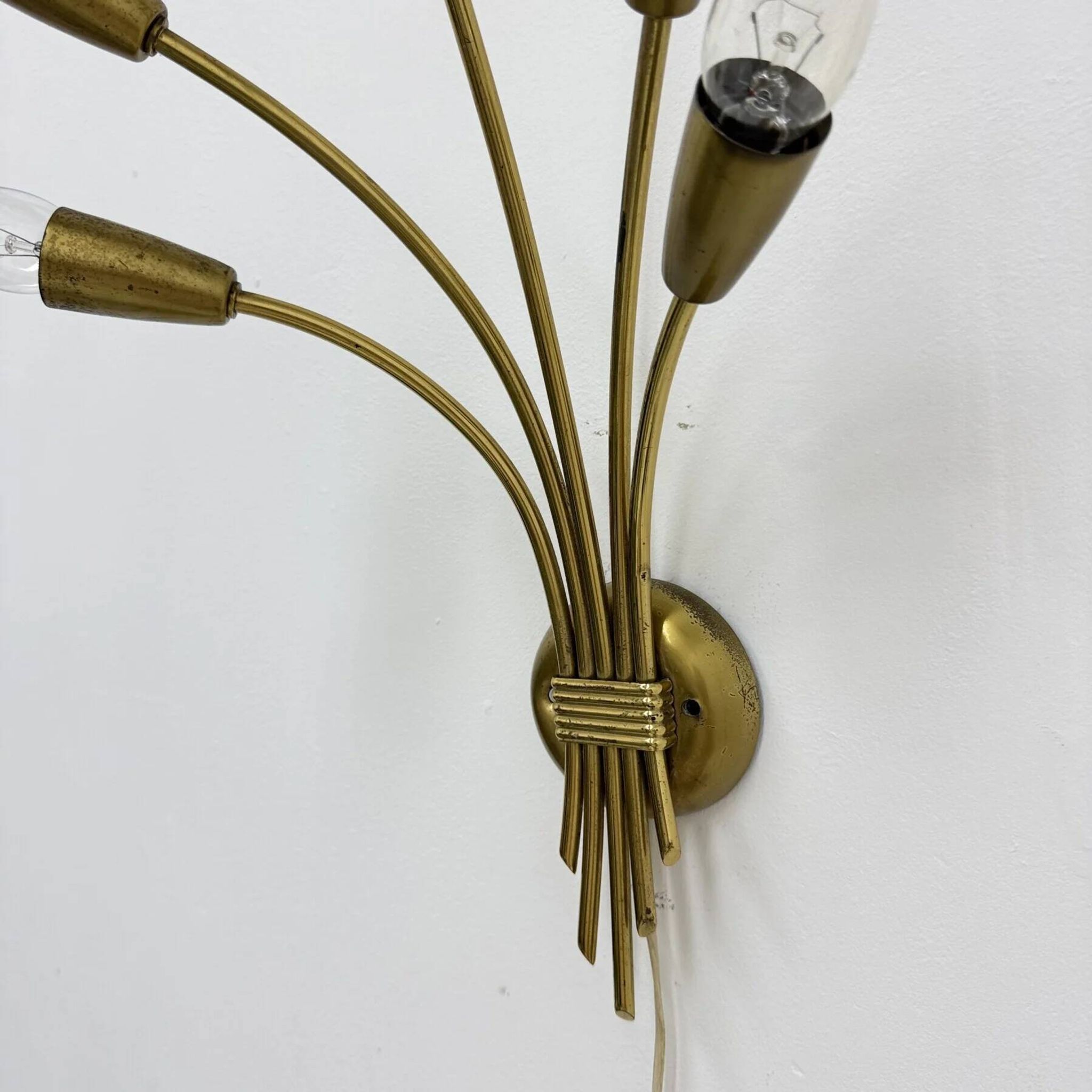 Mid-century brass wall light sconce, 1950s