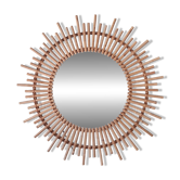 Très grand miroir soleil en rotin