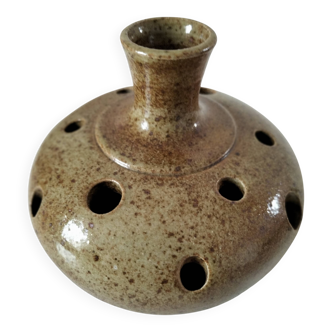 Flower vase in stoneware, signed