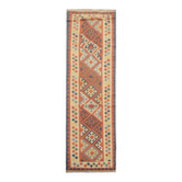 Tapis de couloir et d'escalier tissé à la main, motif géométrique tribal multicolore, 308 x 87 cm