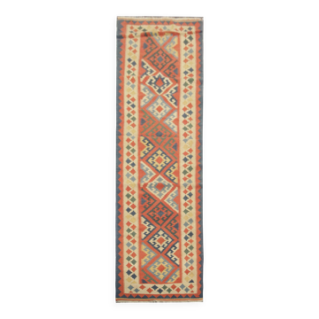 Tapis de couloir et d'escalier tissé à la main, motif géométrique tribal multicolore, 308 x 87 cm