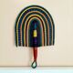 Bolga African fan, woven purple orange yellow green black
