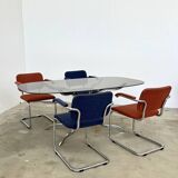 Oval smoked glass and chrome dining table, 1970s