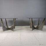 Vintage brutalist coffee tables or side tables, 1970s