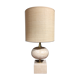 Lampe en travertin et métal doré par Philippe Barbier avec son abat-jour fait sur-mesure