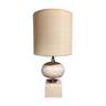 Lamp in travertine and gilded metal by Philippe Barbier with his custom-made lampshade