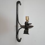 Brutalist iron mid-century french double arm wall light