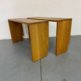 Magnifique banc d'entrée minimaliste en bois, de belle facture, années 1970