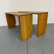 Magnifique banc d'entrée minimaliste en bois, de belle facture, années 1970