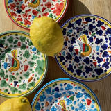 Plate 20cm bird flowers navy blue