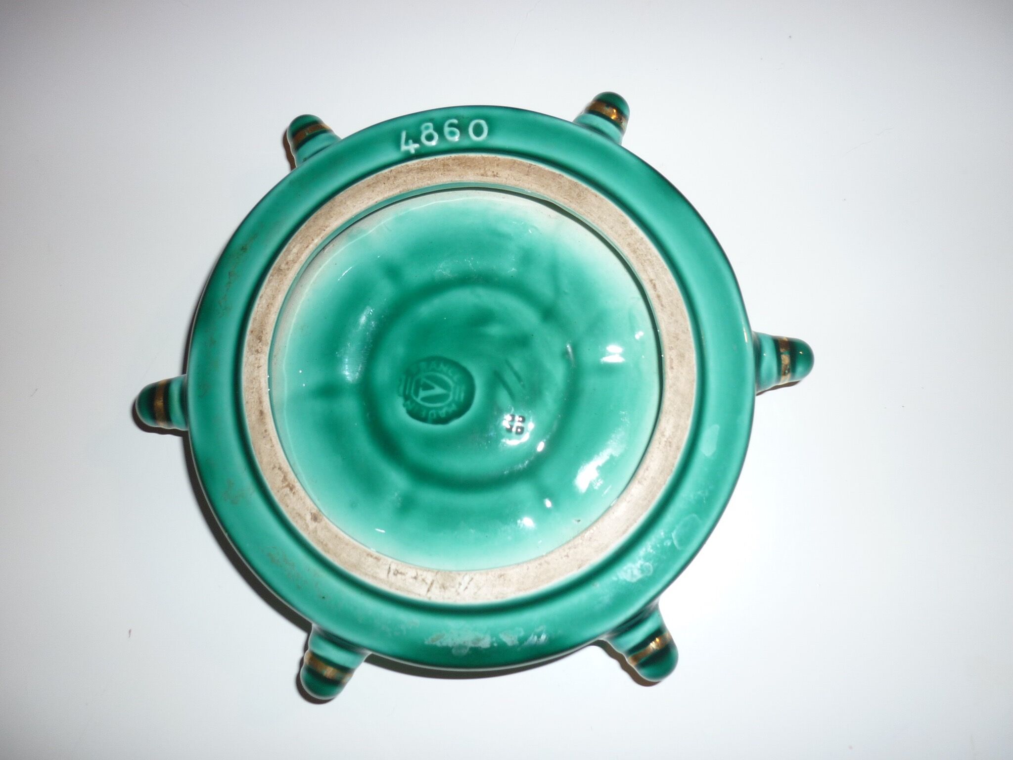 Vallauris green and gold boat wheel ashtray