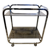 Vintage chrome metal serving trolley