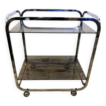 Vintage chrome metal serving trolley