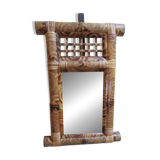 Rectangular bamboo and woven wicker mirror