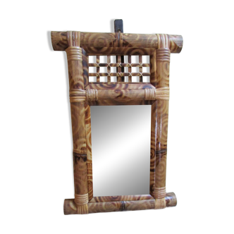 Miroir bambou et osier tressé rectangulaire