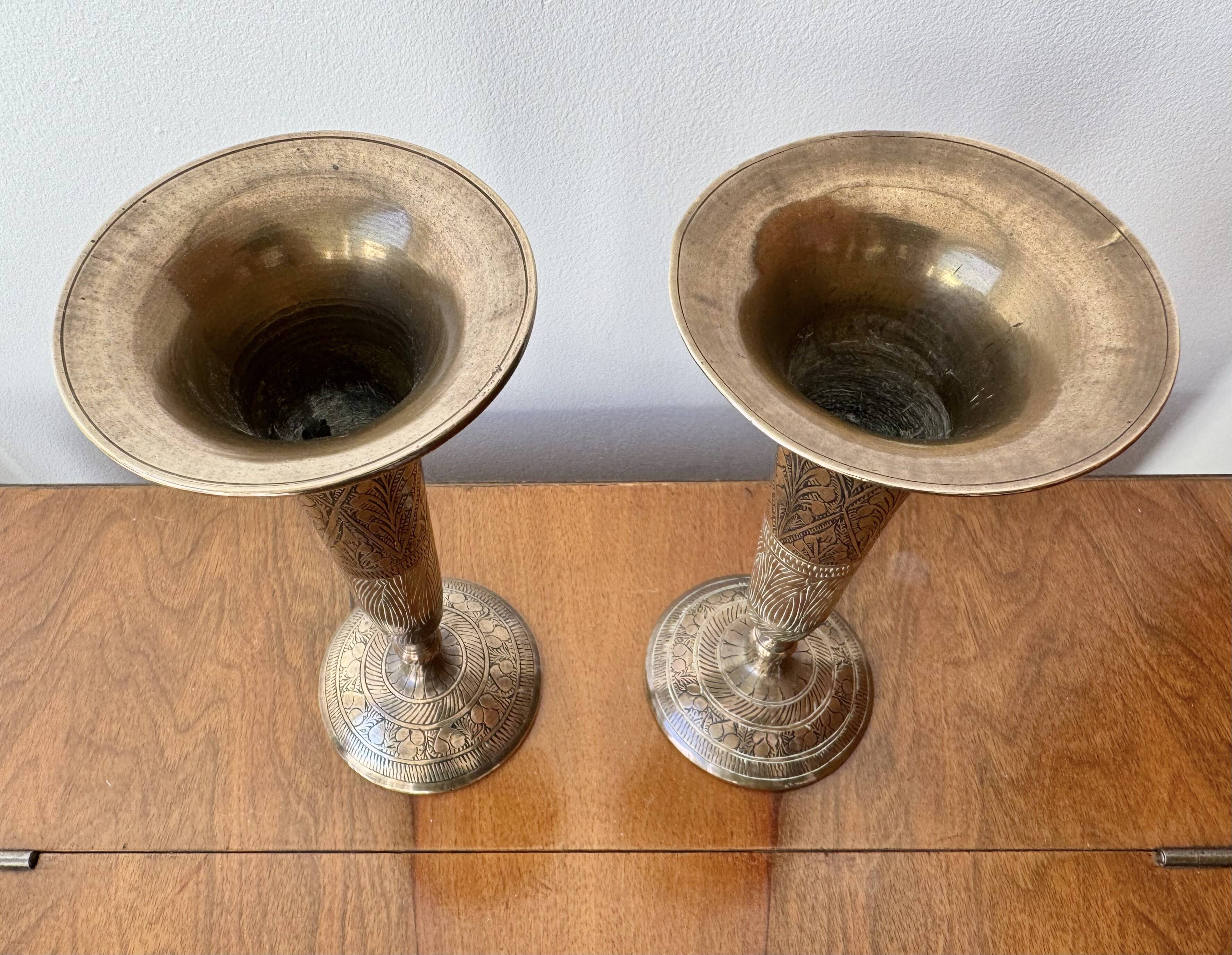 Pair of Decorative Brass Vases