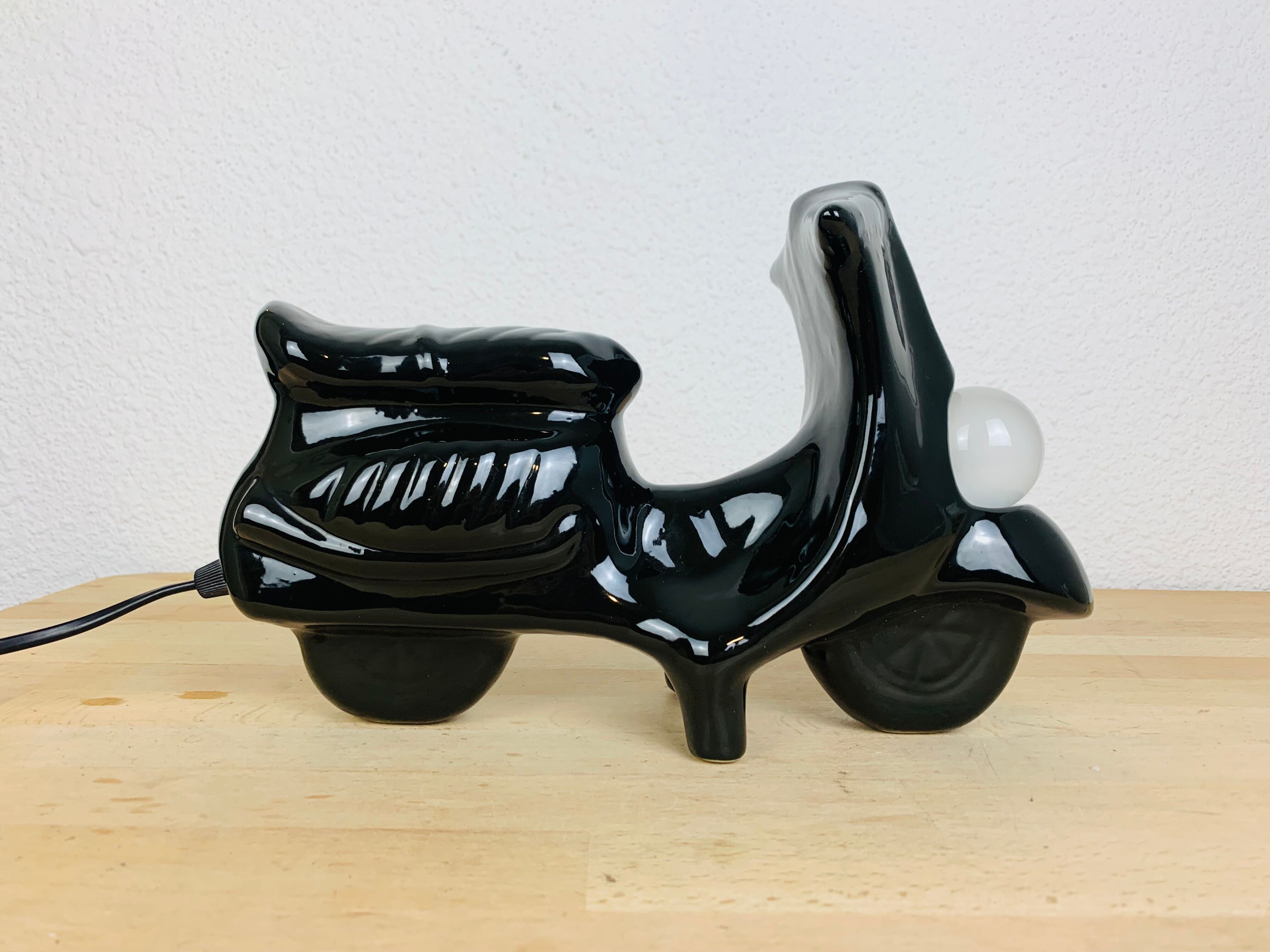 Lampe scooter céramique noire vintage