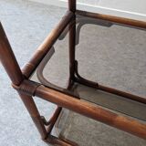 Bamboo and smoked glass shelf from the 60s and 70s