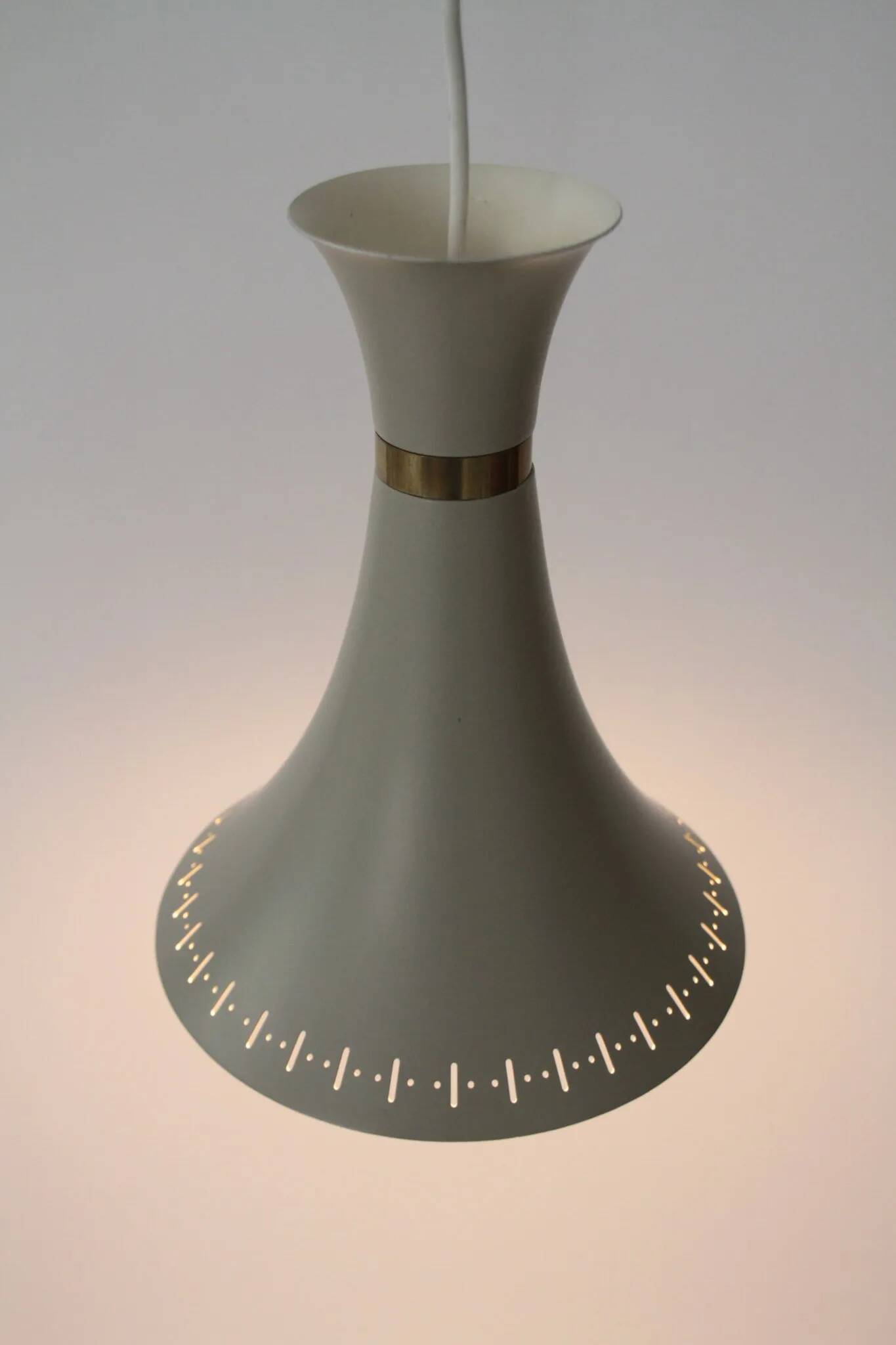 Light Grey Metal Pendant Lamp – Diabolo Shape, Scandinavia, 1960s