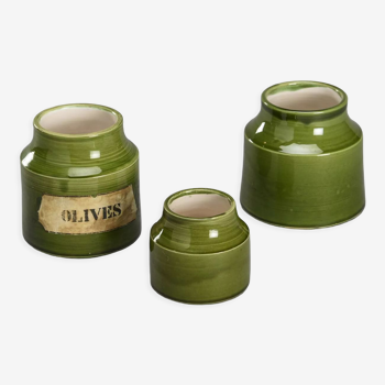 Pots en céramique verts par Mado Jolain, circa 1960
