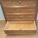 Commode à tiroirs ancienne en noyer italien du XIXe siècle