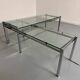 2 large nesting coffee tables in chrome and glass, 1970s design.