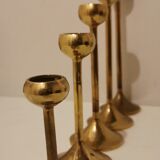 Set of 5 brass candlesticks from the 70s