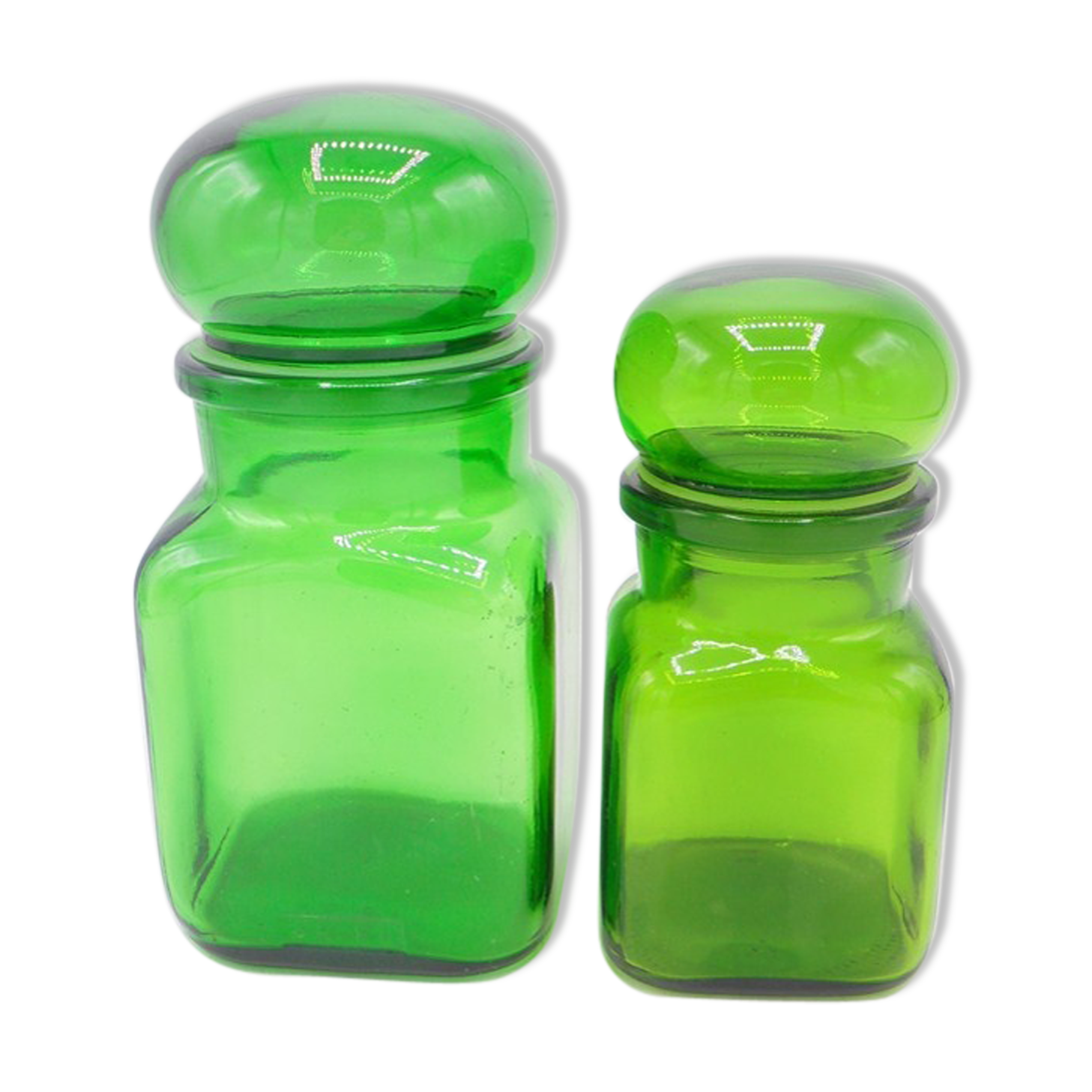 Pair of green jars