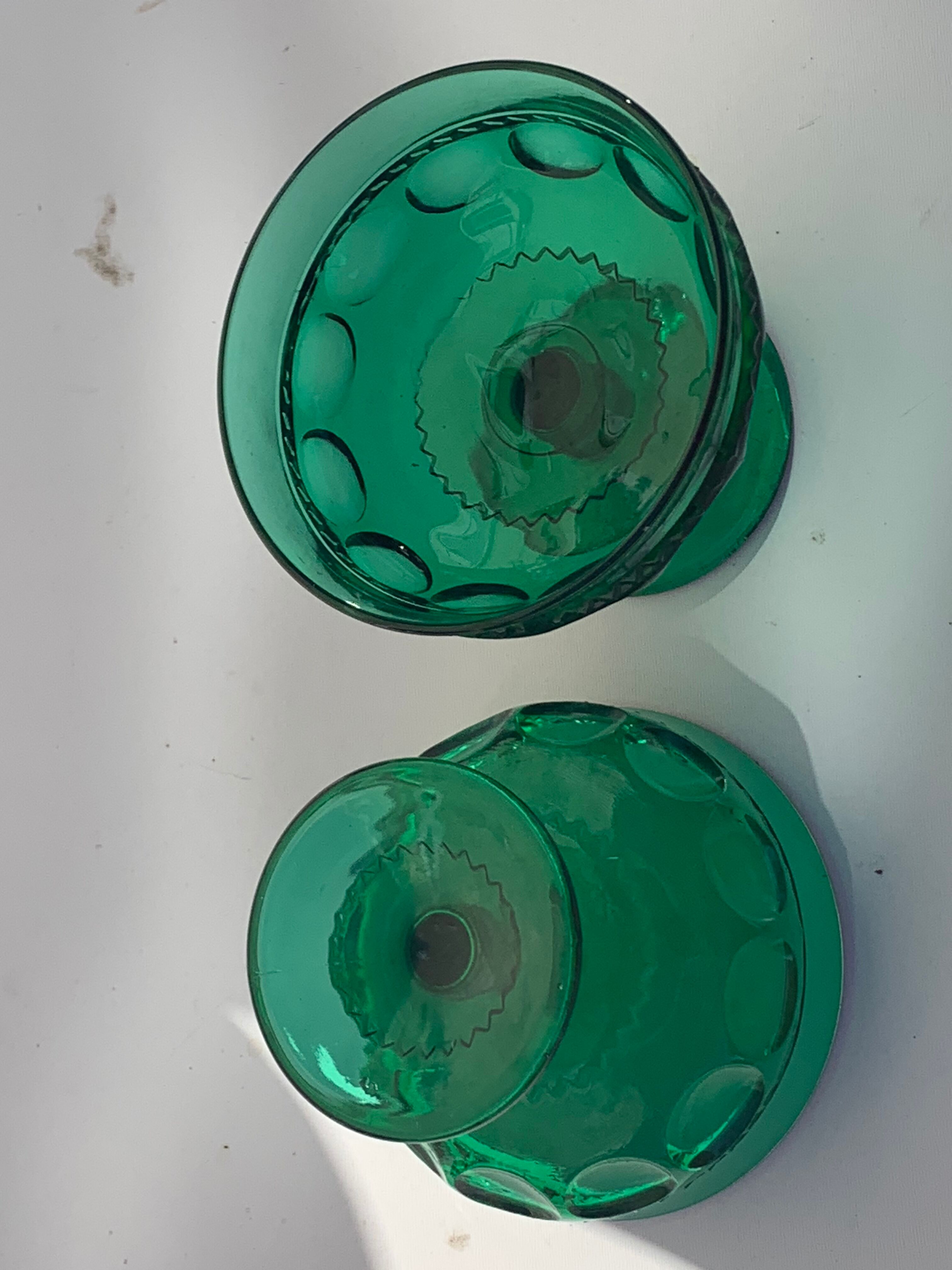 5 cups, vintage green glass verrines