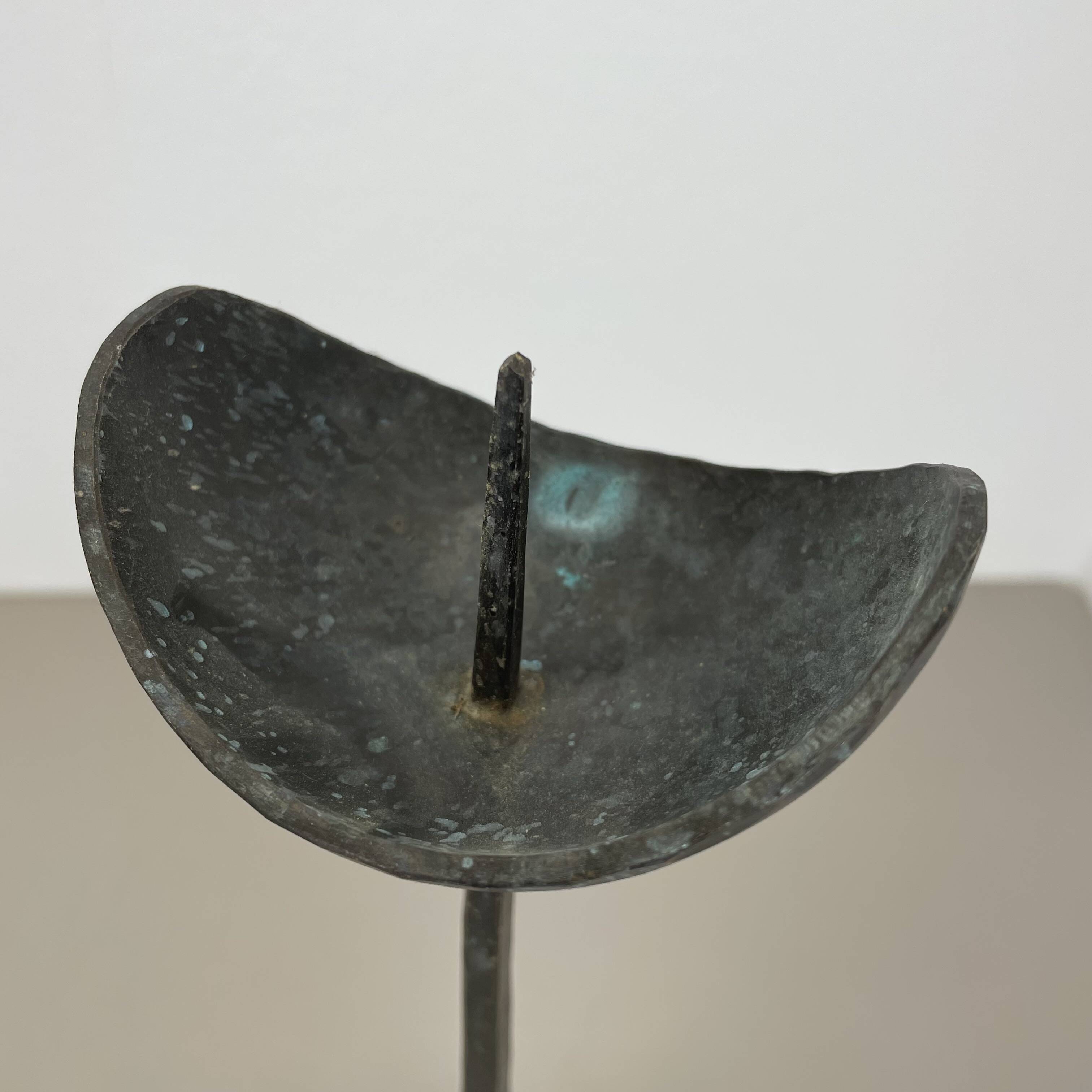 Large 47cm Brutalist Cast Iron Candle Holder by Manfred Bergmeister, Germany 1970