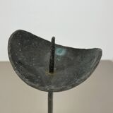 Large 47cm Brutalist Cast Iron Candle Holder by Manfred Bergmeister, Germany 1970