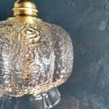Vintage 60s hanging lamp with chiseled transparent glass