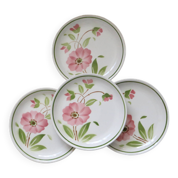 Set of 4 Moulin des Loups dinner plates, 1980, vintage French