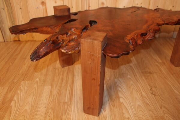 Table basse tronc d'arbre brutaliste