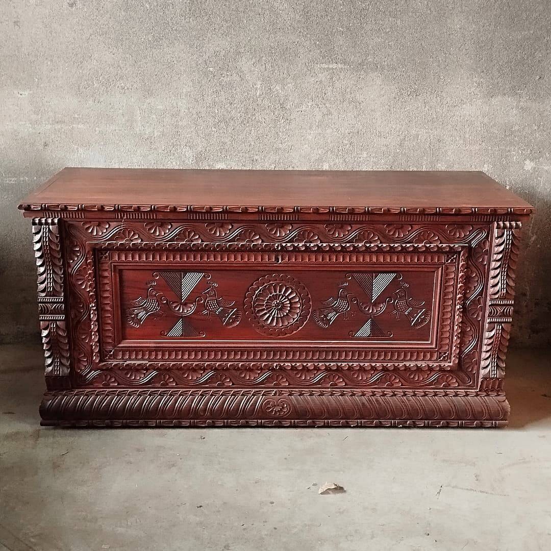 Carved wooden chest