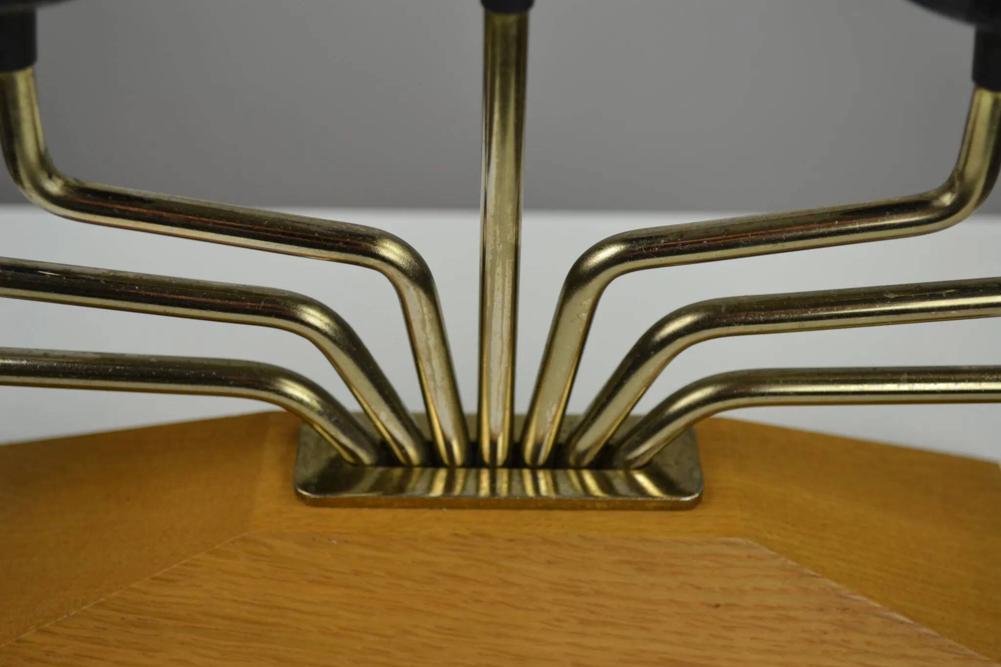 Brass, Black Painted Metal and Teak Candelabra by Gunnar Ander for Ystad-Metall, Sweden, 1960s