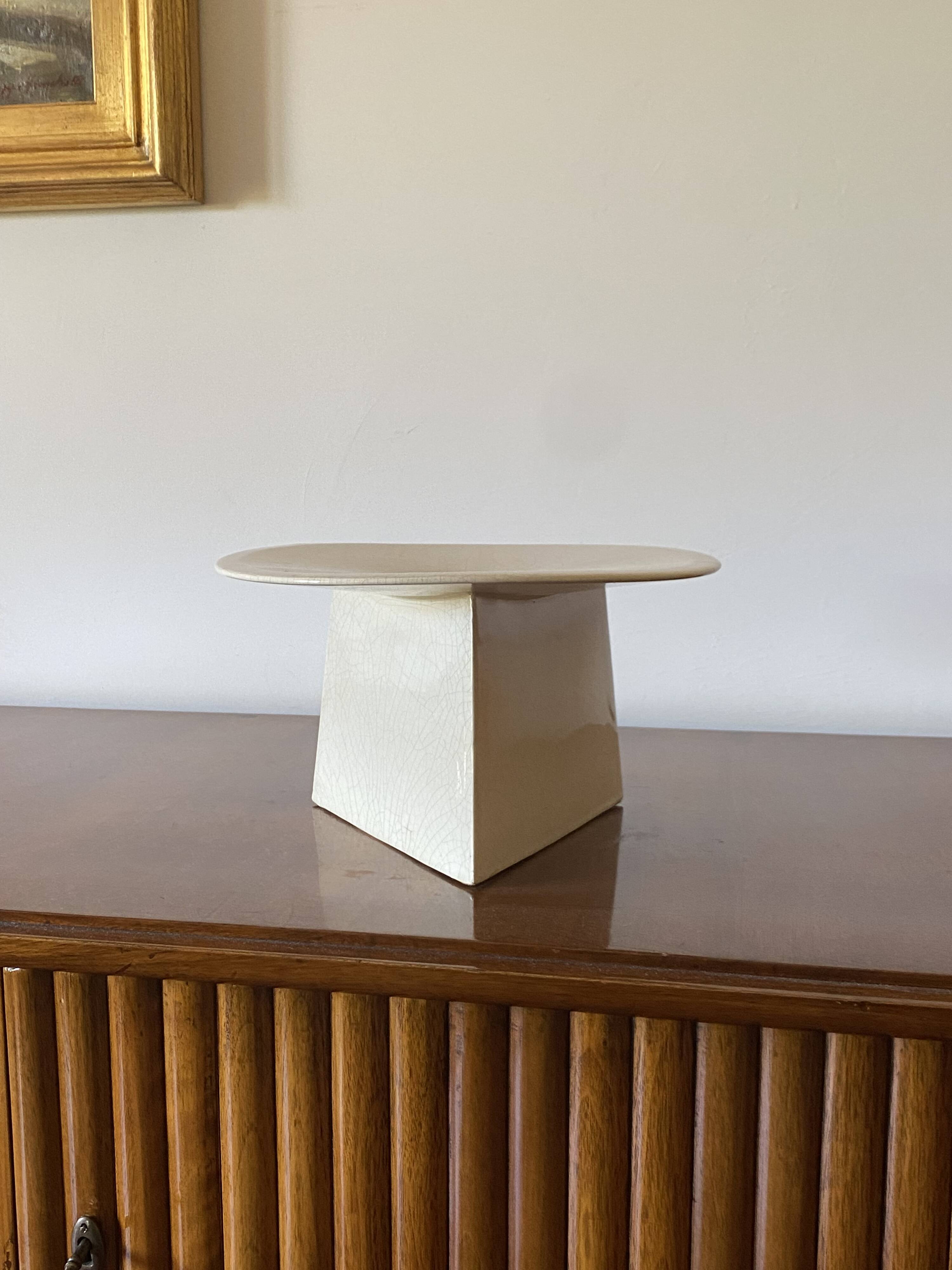 White craquele ceramic vide poche, leDuc France 1970s