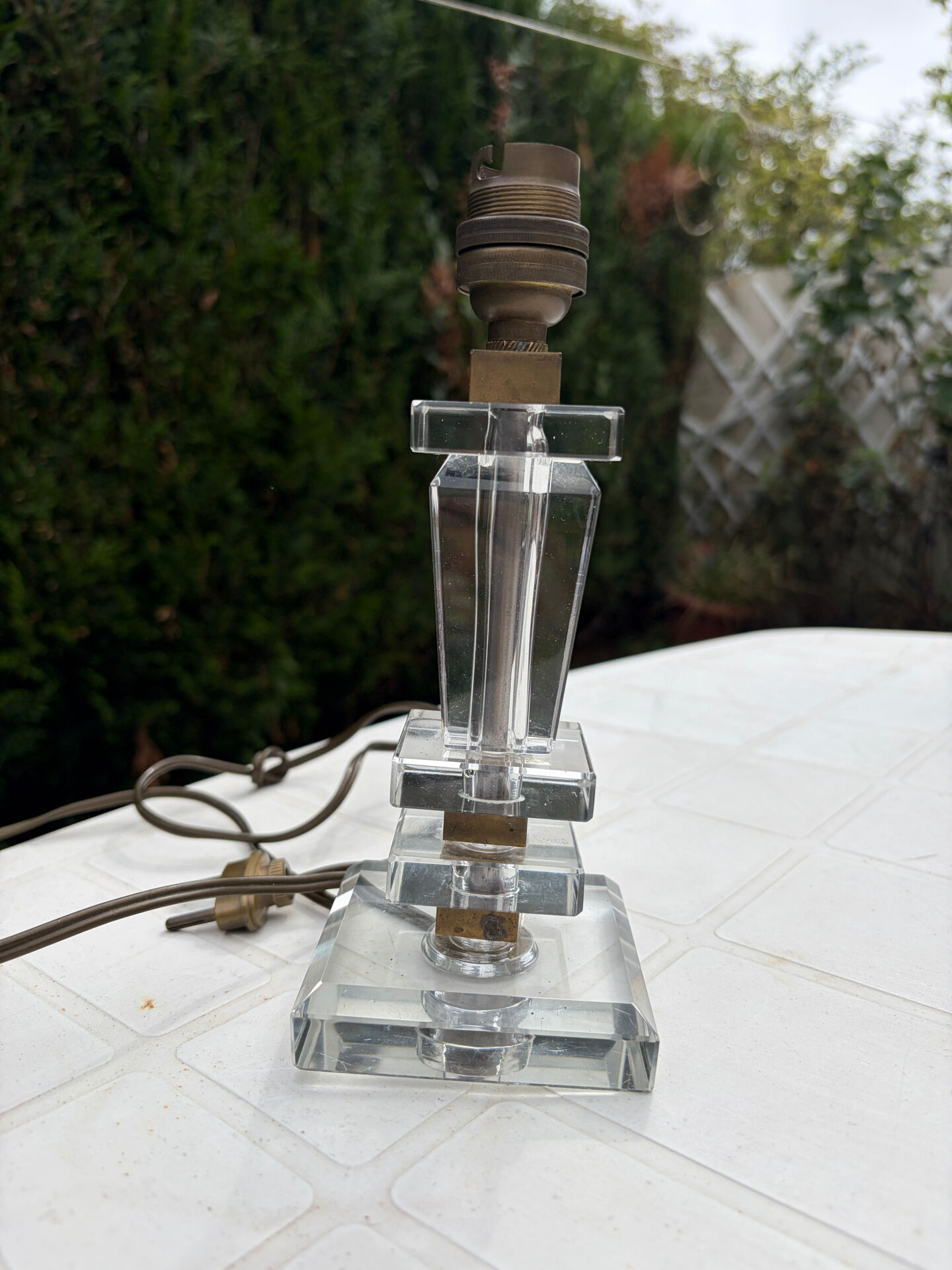 Art Deco crystal lamp base 1930 bronze