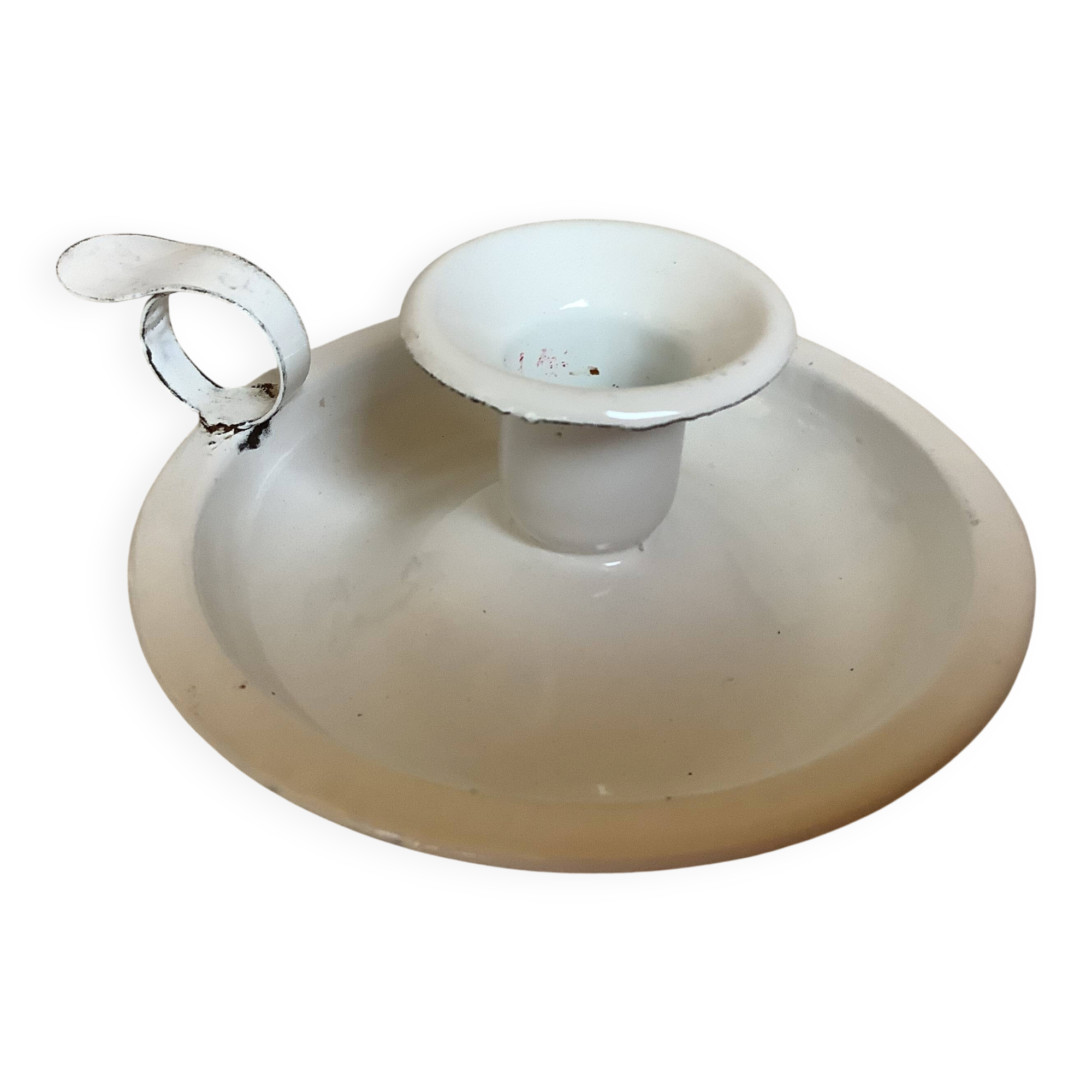 Cave rat candle holder in enamelled sheet metal