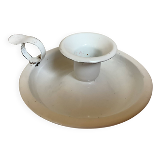 Cave rat candle holder in enamelled sheet metal