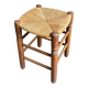 Tabouret en paille tressée et bois