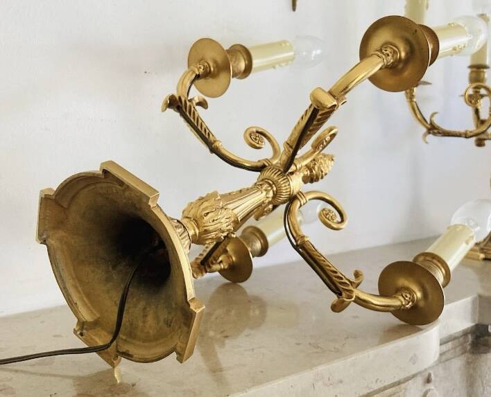 Pair of gilt bronze table lamps from the mid-20th century