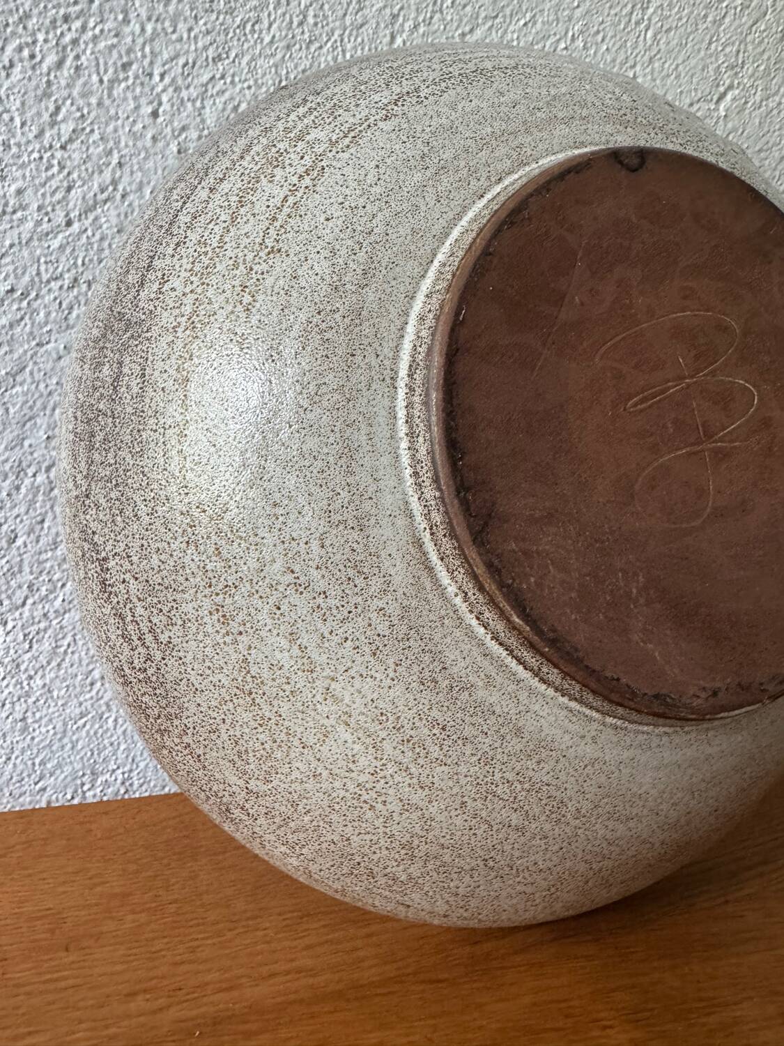 Large glazed stoneware bowl from the 60s
