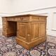 Bureau en teck anglais classique avec cuir marron